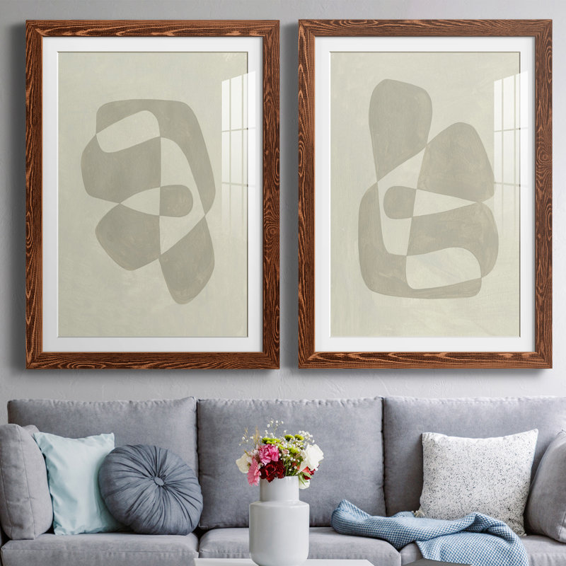 " Soft Shape I " 2 Piece Art Painting, 37.5" H x 27.5" W x 1" D, Maple