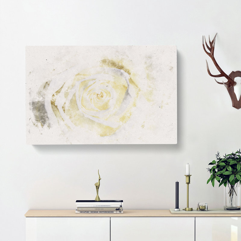Crisp White Rose - Wrapped Canvas Print, 40cm H x 60cm W x 3cm D