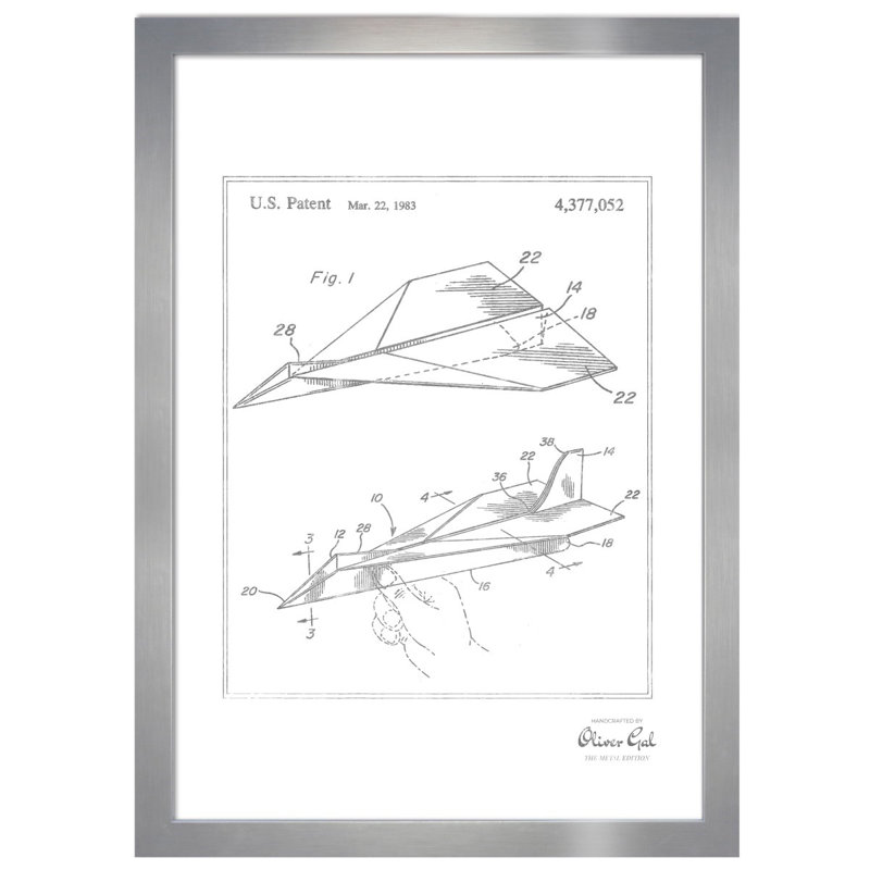Folded Paper Airplane 1983 Print, Silver