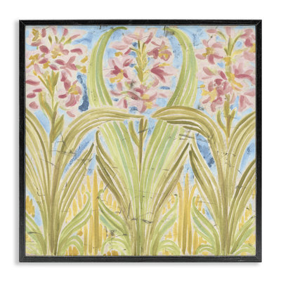 Palau Tile Florals Framed Giclee, design by June Erica Vess