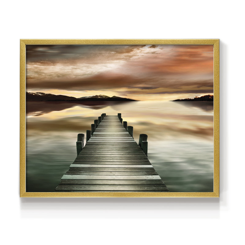 Sunset Jetty -Framed Print - Restickable, 16" H x 20" W