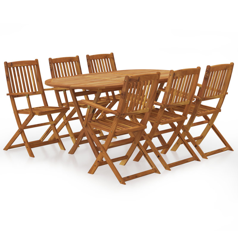 Parkerson 6 - Person Acacia Patio Dining Set with Oval Table