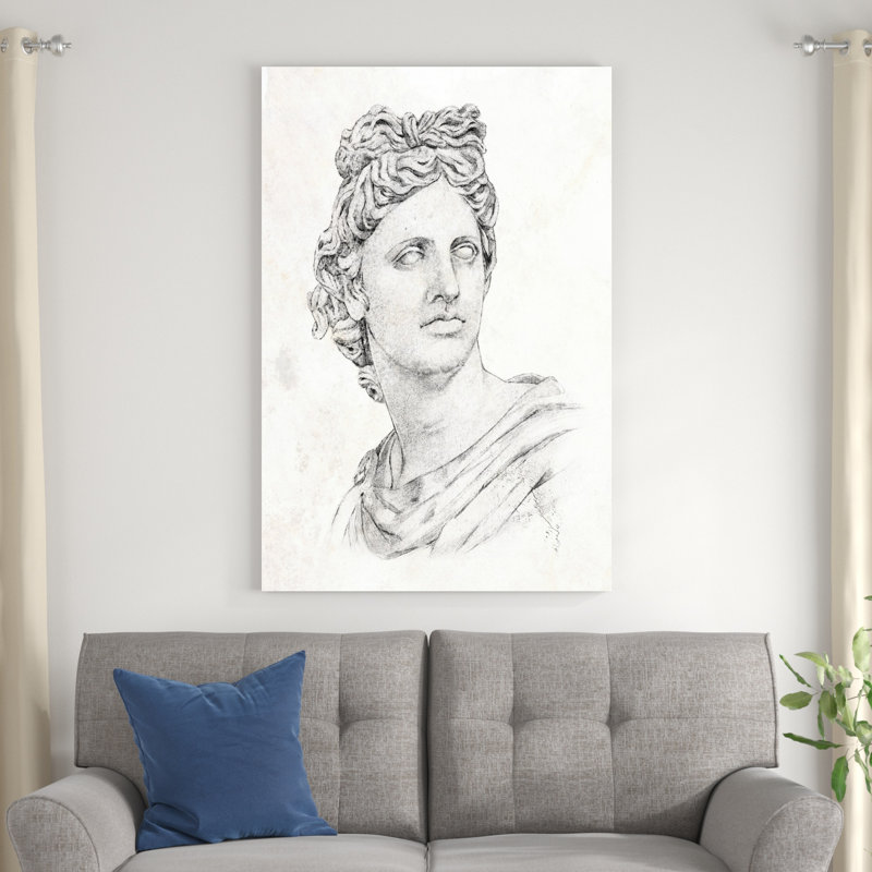 Statue grecque II par Annie Warren - reproduction d'art sur toile tendue, H 48 po x l 32 po