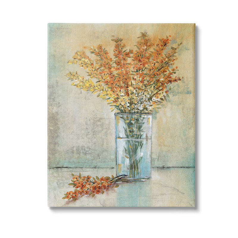 Branches orange dans un vase, art mural par Tim Otoole, H 20 po x l 16 po x P 1,5 po