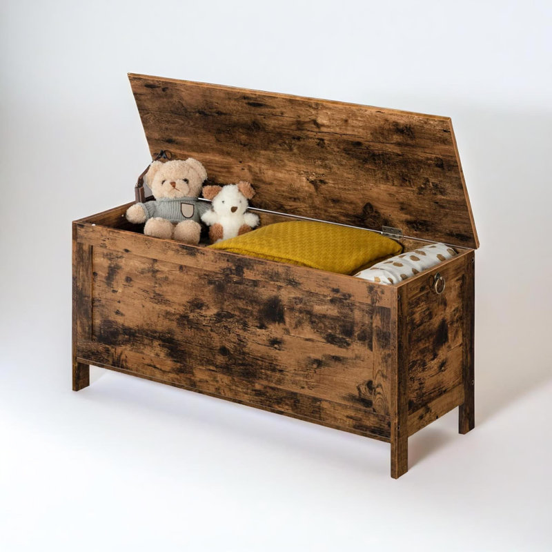 Quang Rectangle Chest Accent Storage Chest Ottoman Box Rustic Bedroom Furniture, 48cm H x 100cm W x 40cm D