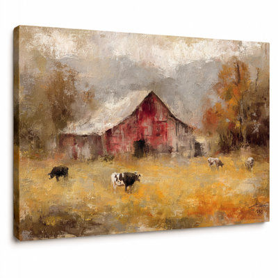 Heartland Grazing - Countryside Cattle Meadow Wrapped Canvas Wall Art