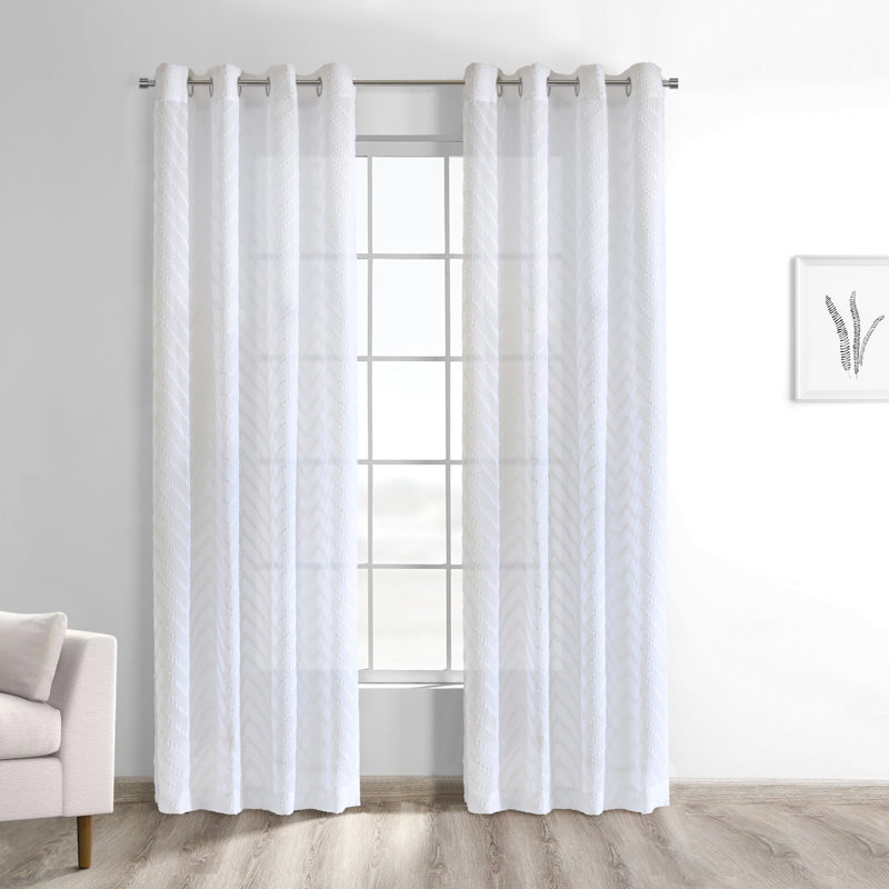 Regina Sheer Grommet Curtain Panel 52 x 63 in White, 52" W x 63" L