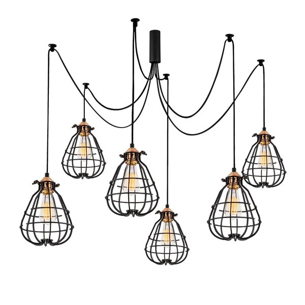 East Urban Home 6 - Light Black Cluster Pendant | Wayfair