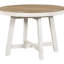Table de salle à manger extensible ronde - bois de chêne naturel + blanc antique. Avec plateau en placage, cadre solide. 42 po. 58 po. Sièges. Structure stable. Capacité de poids de 300 lb, blanc-1381700100-1381700096
