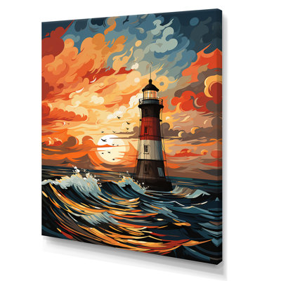 «Coastal Stormy Sunset Lighthouse Breeze I», art mural phares