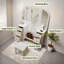 Meuble-lavabo antique avec 3 miroirs, 6 tiroirs, bureaux latéraux et tabouret