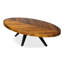 Table basse, ovale, bois d'acacia massif avec motif à chevrons, chic rustique moderne, finition cappuccino