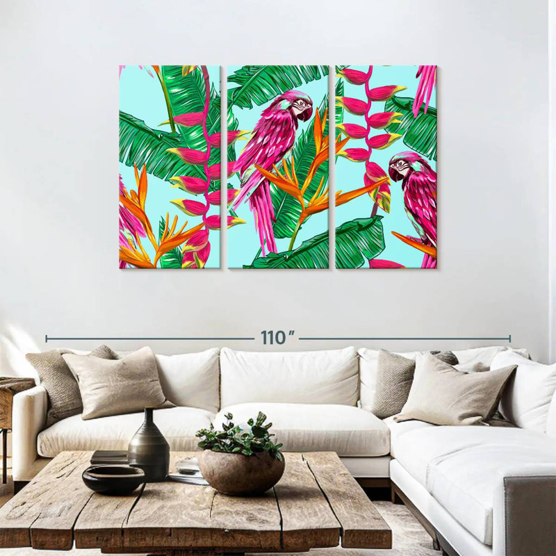 Brampt Tropical Plants And Exotic Birds, 48" H x 74" W