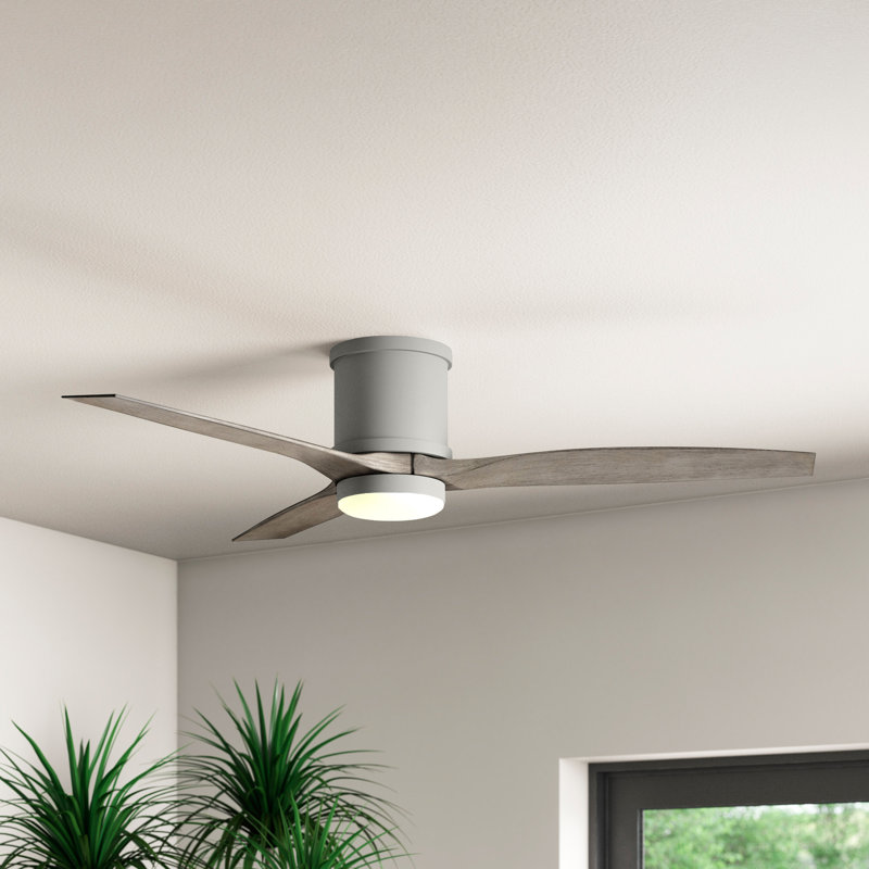 Ventilateur de plafond à DEL à 3 pales de 52 po avec commande murale et ensemble d'éclairage inclus, Nickel brossé