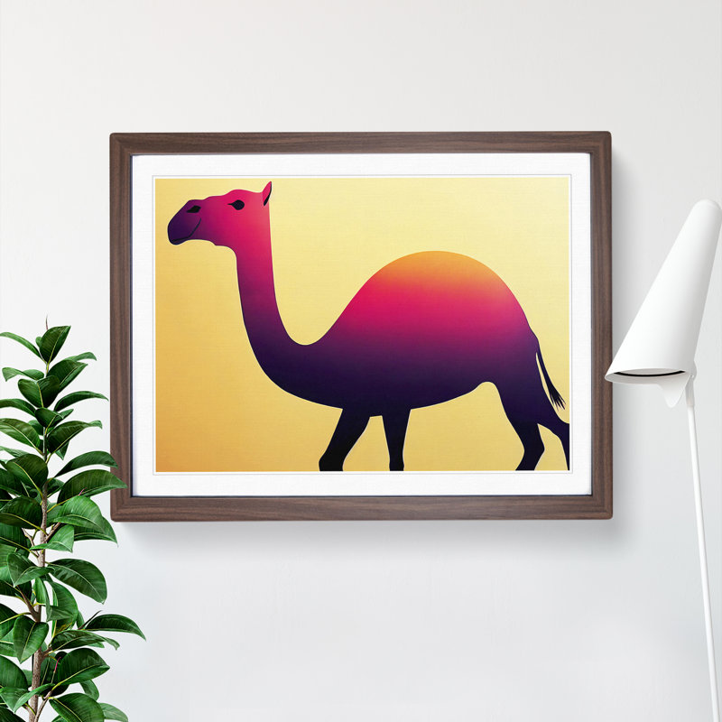 Epic Camel - Single Picture Frame Print, 46cm H x 64cm W, Walnut