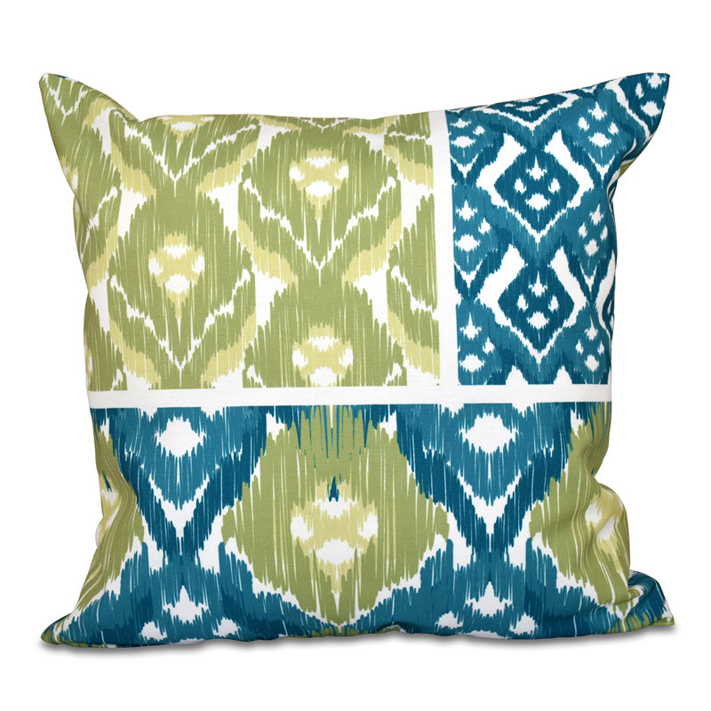 Housse et insert de coussin géométrique carré, H 16 po x l 16 po, sarcelle
