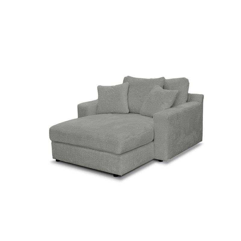 Caegan Upholstered Chaise Lounge, Pewter Boucle