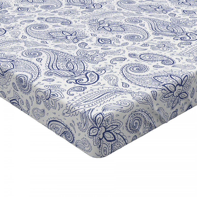 Microfiber Damask Fitted Sheet, Queen Fitted Sheet, Purple Paisley