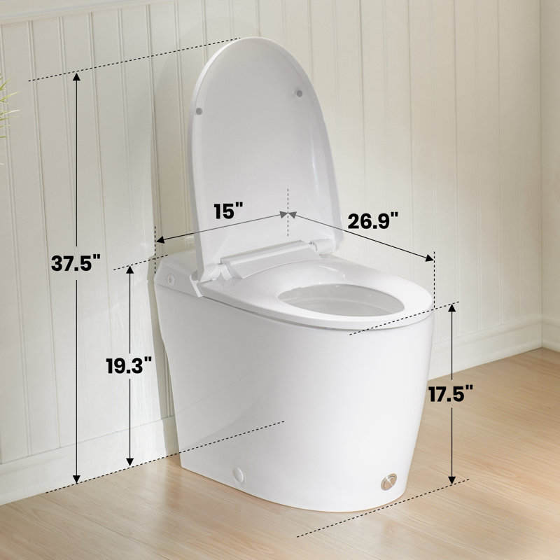 Toilette moderne une pièce avec chasse d'eau à pression, chasse aux pieds mains libres, siège à fermeture en douceur 1,0 GPF, siège à fermeture en douceur, toilette blanche standard