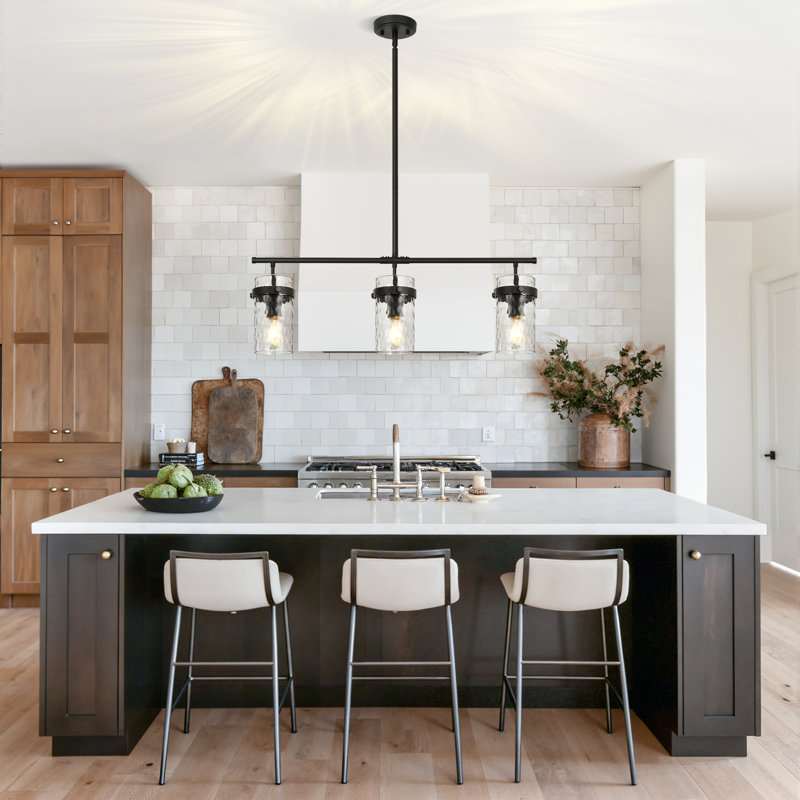 Levona 3 - Light 31"Wide Pendant Light for Kitchen Island (Matte Black), Matte Black