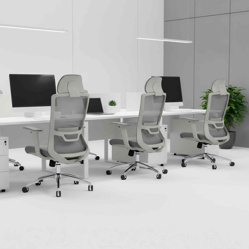 Fauteuil de bureau ergonomique pivotant, fauteuil de bureau en filet avec accoudoirs 4D et support lombaire réglable, capacité de 300 lb