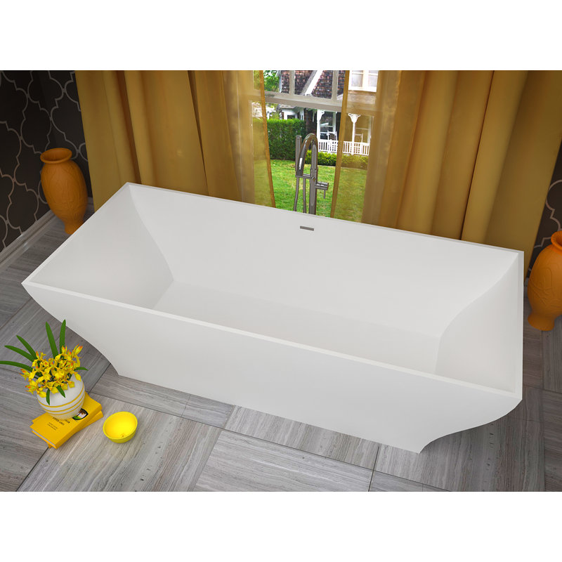 Kayenge 70.8'' x 31.5'' Freestanding Soaking Solid Surface Bathtub