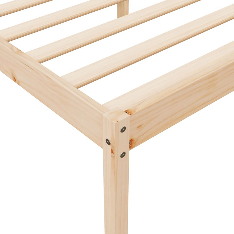 Bed Frame Solid Wood, Light Brown, 95.5 x 195.5 cm