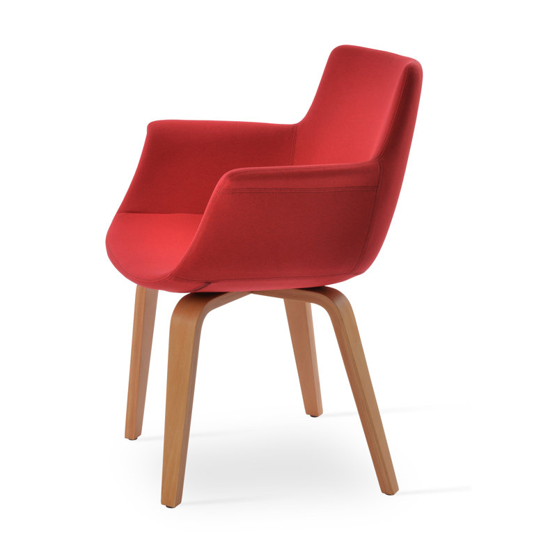 Bottega Plywood Dining Chair, American Walnut, Silver Wool