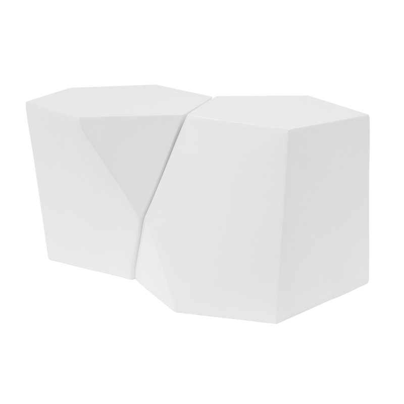 Zayd Modern MGO End Table Set With Geometric Design, White