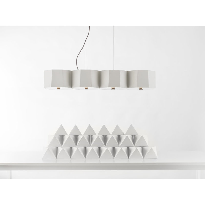 Luminaire suspendu géométrique à 4 lumières pour îlot de cuisine Zhe, Blanc