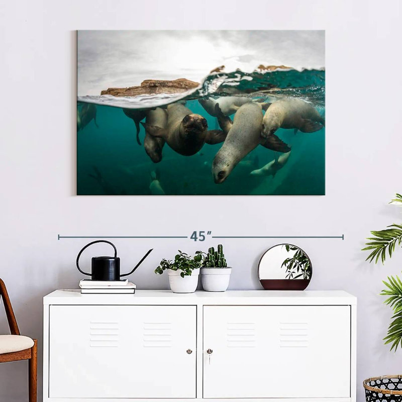 Brampt Swimming Sea Lions, 26" H x 39" W