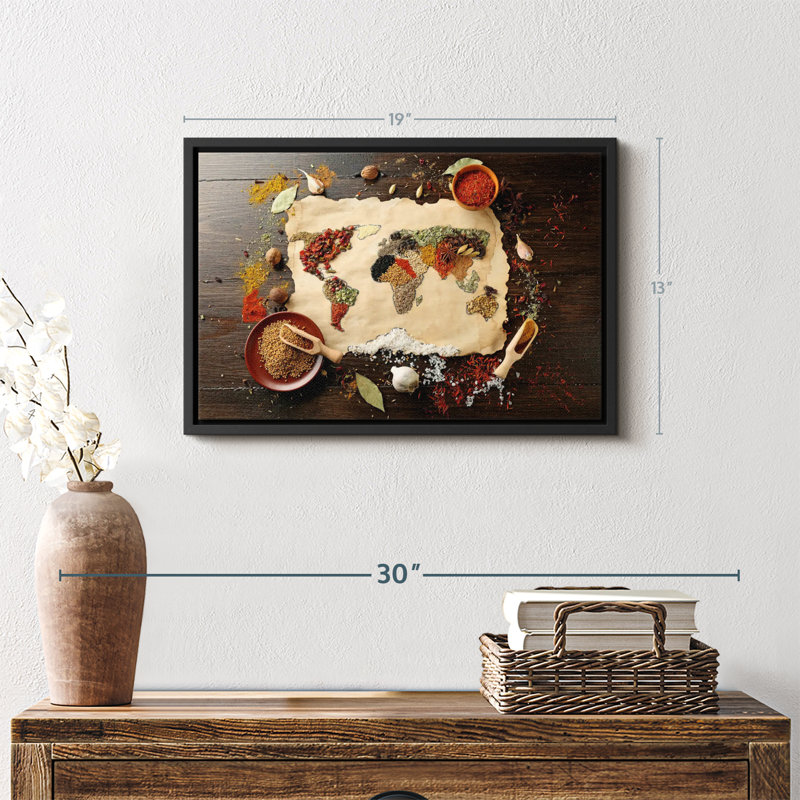 "Carte du monde des épices, art mural", H 13 po x l 19 po