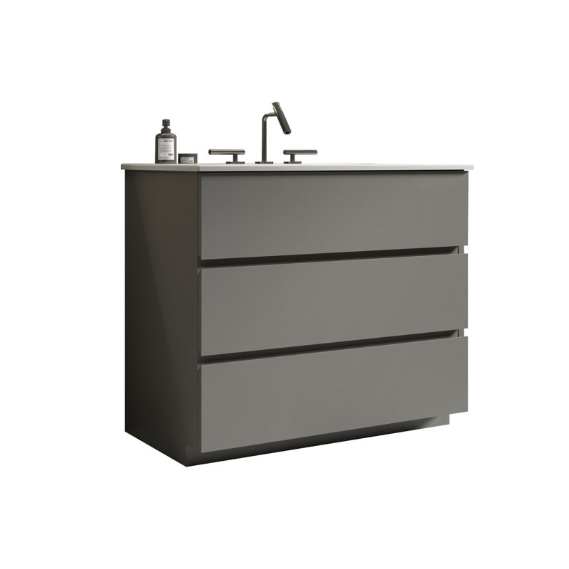 Meuble-lavabo autoportant avec lavabo et 3 trous de robinet Margaruite