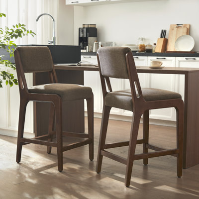  Ensemble de 2 tabourets de bar rembourrés à assemblage rapide de style moderne avec pieds en bois