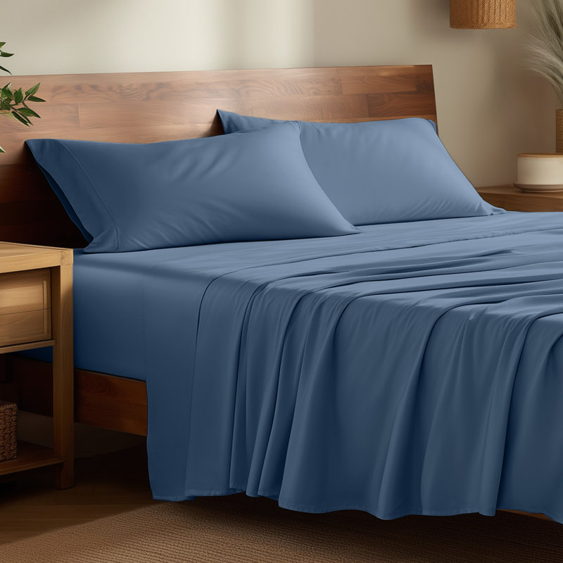 Sheet Set - Rayon from Bamboo, Queen Sheet Set with 2 Pillowcases, Coronet Blue