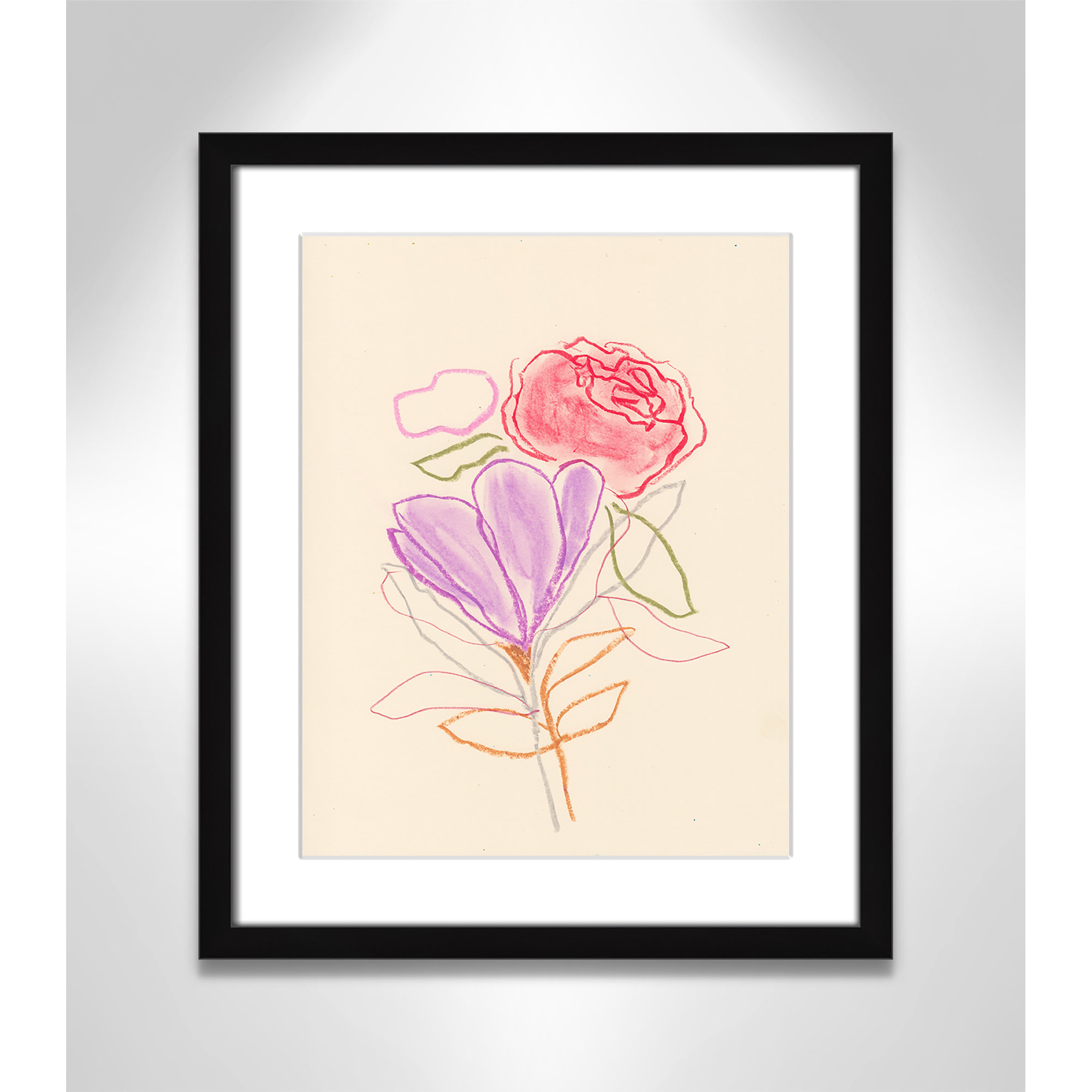 Simple Floral III Print by Bea Dina, Black Single Picture Framed Paper, White, 19" H x 16" W x 1.25" D