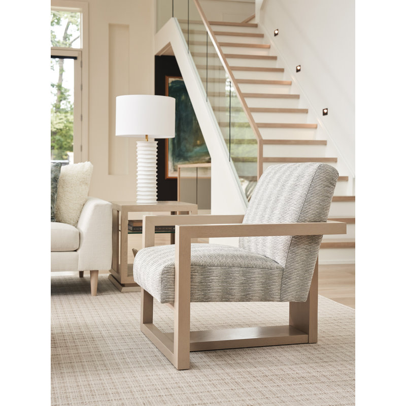 Sunset Key Upholstered Armchair, Light Gray/Ivory Polyester Blend