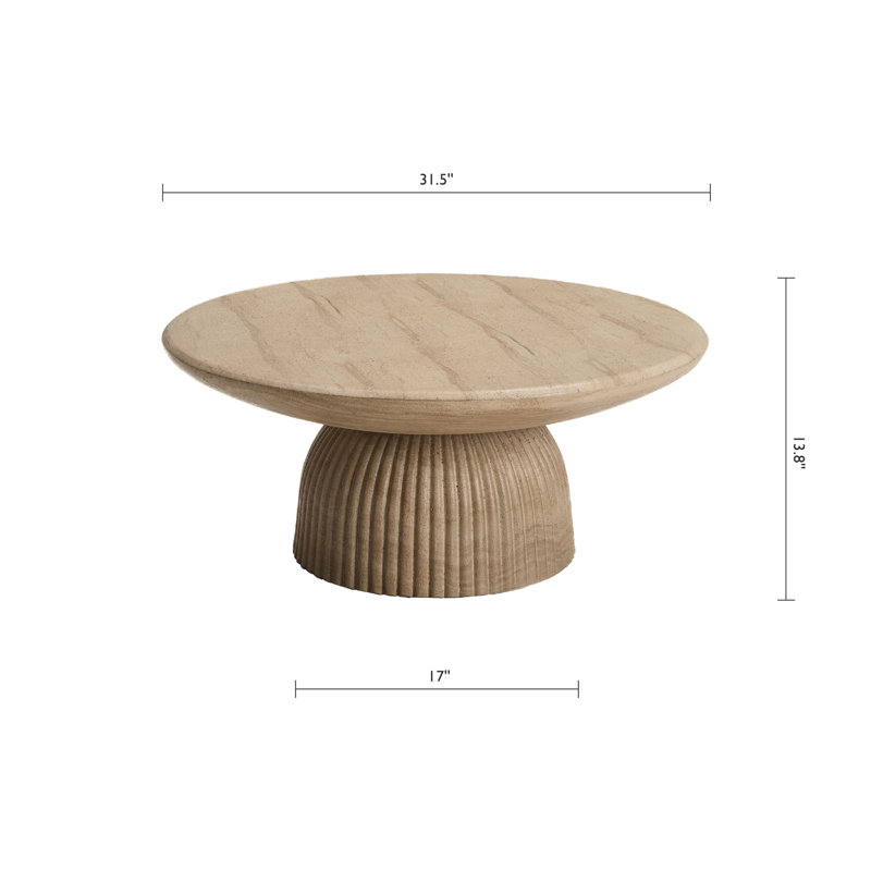 Table basse simple Tithi, Faux travertin, H 13,8 po x l 31,5 po x P 31,5 po