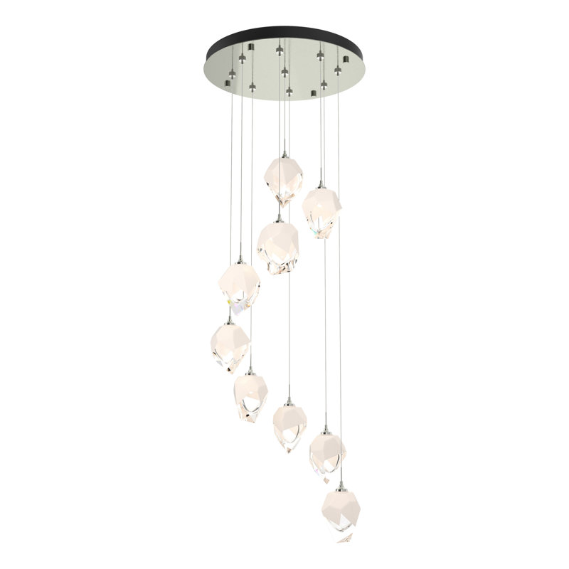 Chrysalis 9 - Light Cluster Geometric Pendant, Sterling, White, 12" - 80"