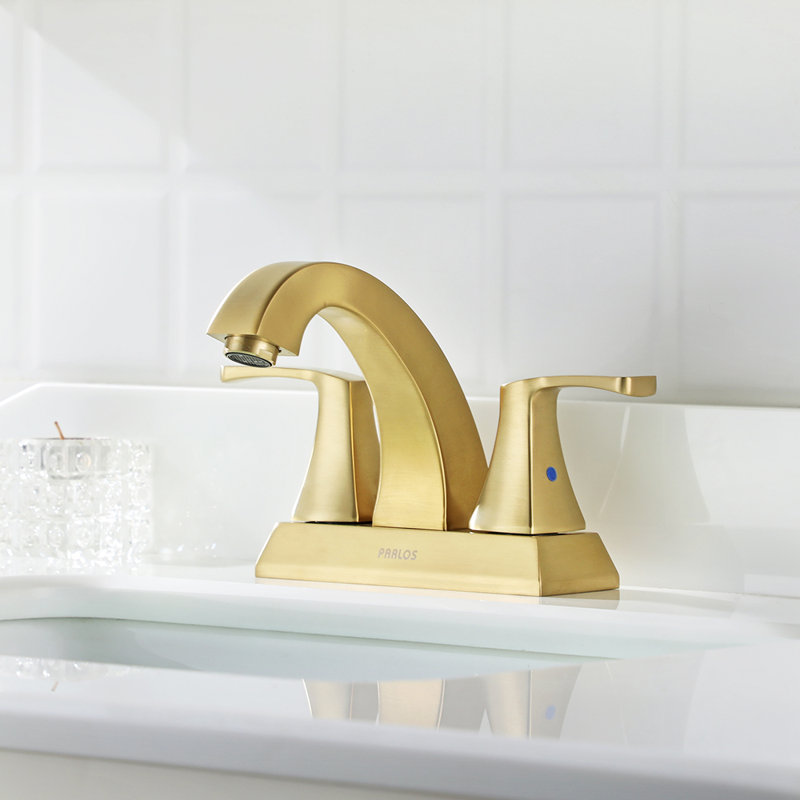 Centerset 2-Handle Bathroom Faucet with Drain Assembly, Brushed Gold