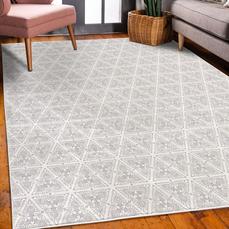 Tapis gris pâle, Rectangle 5 pi 2 po x 7 pi 6 po