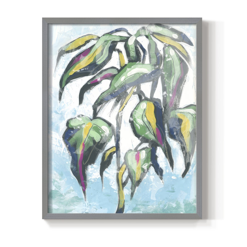 «Candy Palm Fresco IV», reproduction encadrée - bois massif, H 21 po x l 17 po, Gris