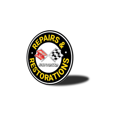 Enseigne en aluminium pour voiture de réparation et de restauration Corvette
