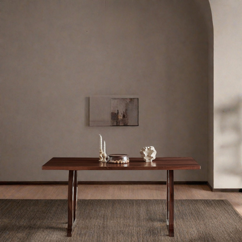 Walnut modern and simple dining table, 29.52"H x 62.99"L x 31.49"W