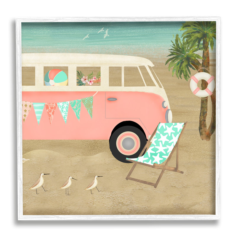 Remorque de camping surf bohémien, H 17 po x l 17 po x P 1,5 po, Plaque murale