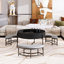 Table basse moderne à plateau relevable avec rangement et 3 repose-pieds blanc et naturel-143151821