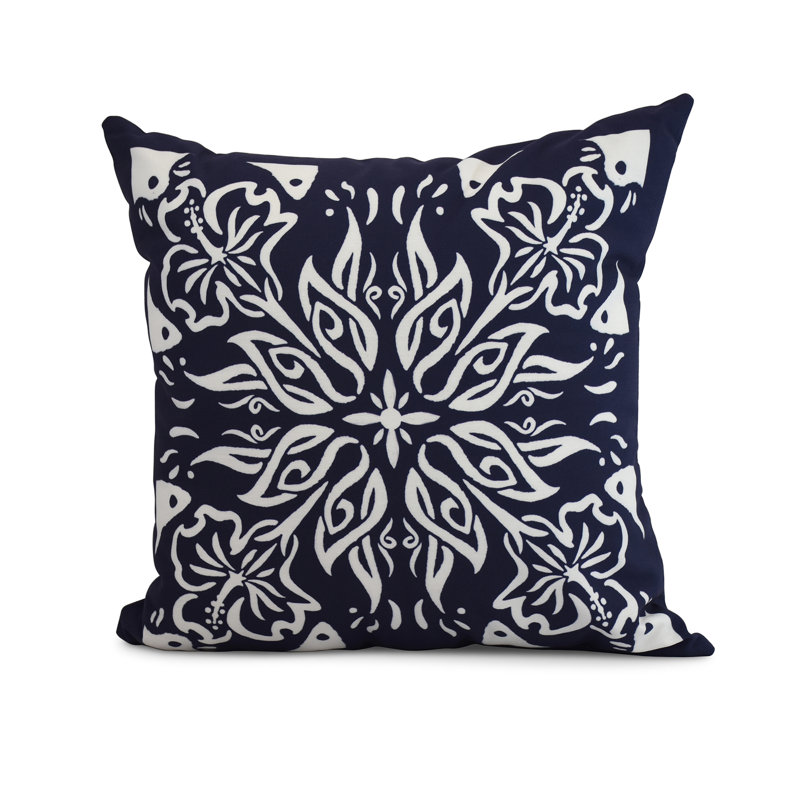 Housse de coussin d'extérieur carré cubique Flare Flare, Bleu marine, 18 po x 18 po