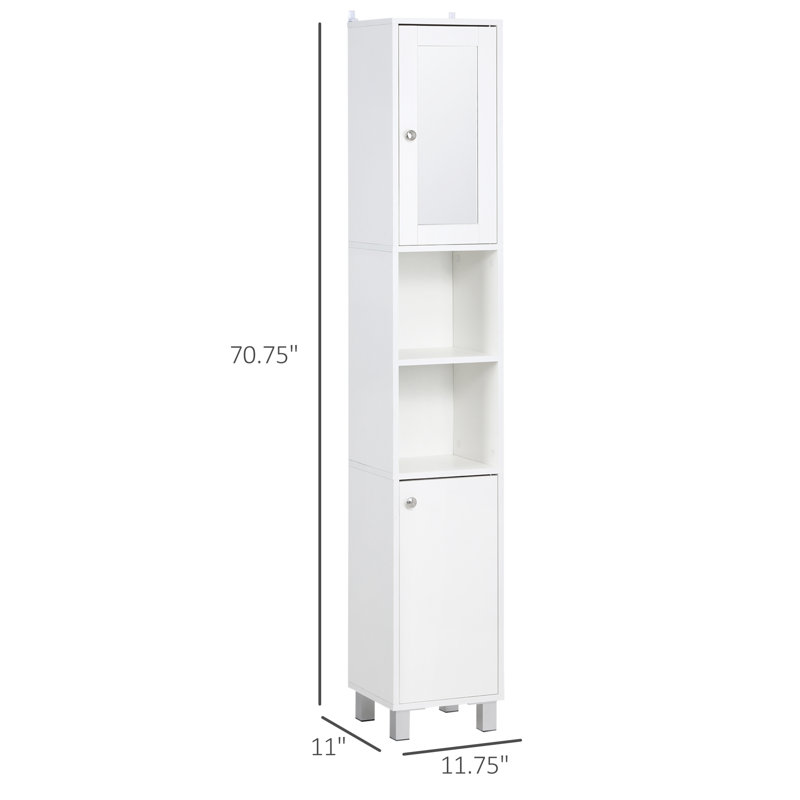 Mirror-door White Bathroom Cabinet - Three-level Adjustable Shelves For Small Bath & Powder Rooms