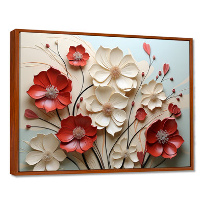 Red And White Crimson Flower S Embrace - Flower Wall Art