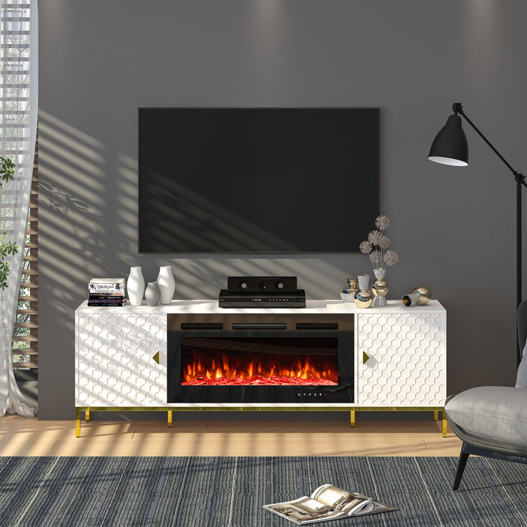 Sajani TV Stand for TVs up to 80" with 36" Electric Fireplace Included